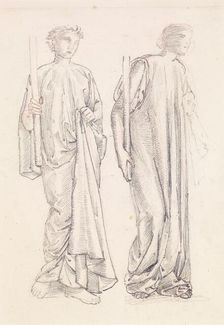 St George Series - Two Studies of Female Attendants for The Princess led to the Dragon 1865-1866. Creator: Sir Edward Coley Burne-Jones