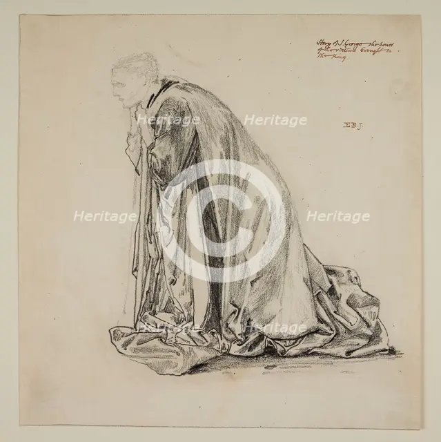 St George Series - Drapery Study of Kneeling Figure for 'The Petition to the King', 1865-66. Creator: Sir Edward Coley Burne-Jones.