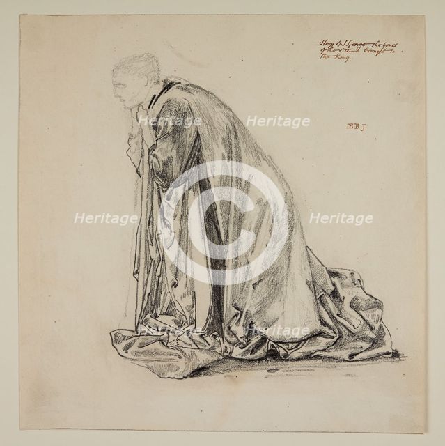 St George Series - Drapery Study of Kneeling Figure for 'The Petition to the King', 1865-66. Creator: Sir Edward Coley Burne-Jones.