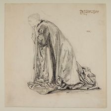 St George Series - Drapery Study of Kneeling Figure for The Petition to the King 1865-66. Creator: Sir Edward Coley Burne-Jones