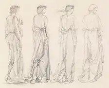 St George Series - Four Studies of Female Attendants for The Princess led to the Dragon 1865-1866 Creator: Sir Edward Coley Burne-Jones