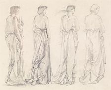 St George Series - Four Studies of Female Attendants for The Princess led to the Dragon 1865-1866 Creator: Sir Edward Coley Burne-Jones