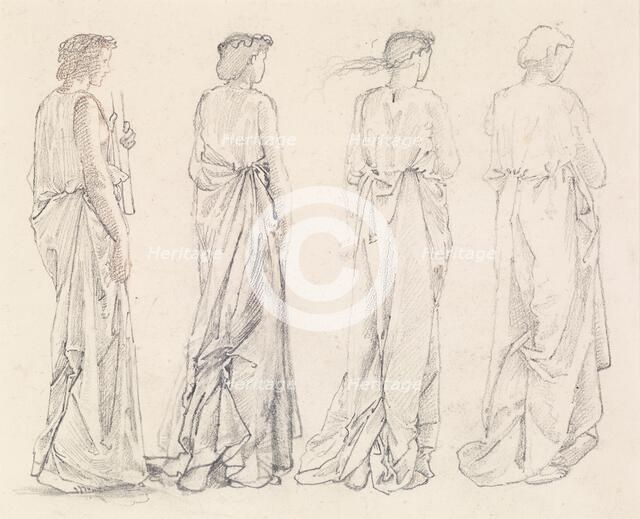 St George Series - Four Studies of Female Attendants for 'The Princess led to the Dragon', 1865-1866 Creator: Sir Edward Coley Burne-Jones.