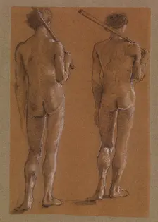 St George Series - Male Nude - Studies of two Soldiers for The Princess led to the Dragon 1865-66 Creator: Sir Edward Coley Burne-Jones