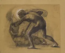 St George Series - Male Nude - Study for St George slaying the Dragon 1865-1866. Creator: Sir Edward Coley Burne-Jones