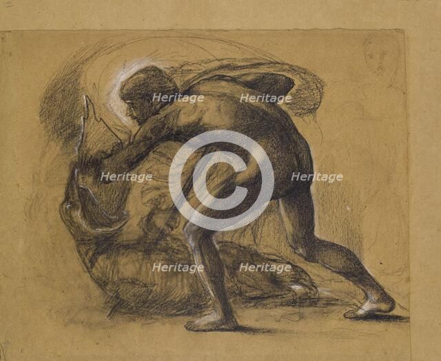 St George Series - Male Nude - Study for 'St George slaying the Dragon', 1865-1866. Creator: Sir Edward Coley Burne-Jones.