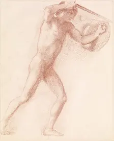 St George Series - Male Nude - Study of St George for St George slaying the Dragon 1865. Creator: Sir Edward Coley Burne-Jones