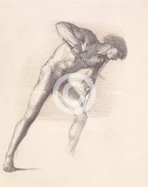 St George Series - Male Nude - Study of St George for 'St George slaying the Dragon', 1865-66. Creator: Sir Edward Coley Burne-Jones.