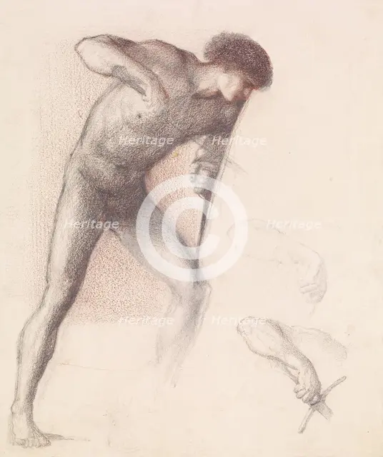 St George Series - Male Nude - Study of St George for 'St George slaying the Dragon', 1865-66. Creator: Sir Edward Coley Burne-Jones.