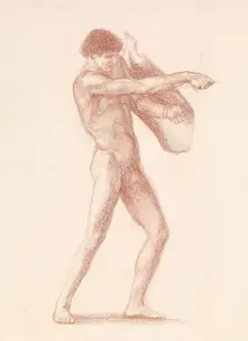 St George Series - Male Nude - Study of St George for St George slaying the Dragon 1865-66. Creator: Sir Edward Coley Burne-Jones