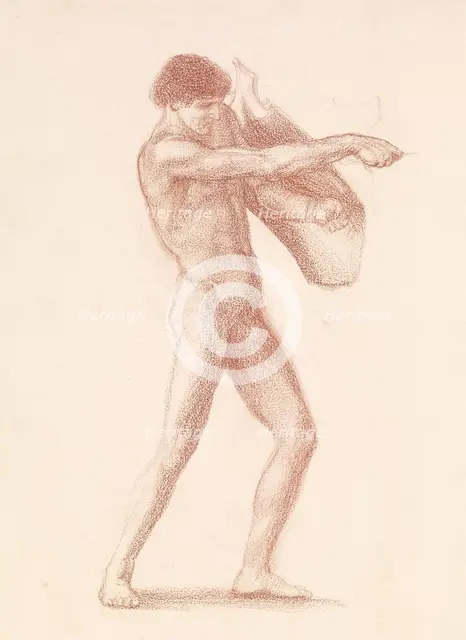 St George Series - Male Nude - Study of St George for 'St George slaying the Dragon', 1865-66. Creator: Sir Edward Coley Burne-Jones.