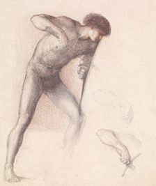 St George Series - Male Nude - Study of St George for St George slaying the Dragon 1865-66. Creator: Sir Edward Coley Burne-Jones