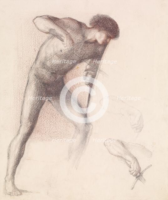 St George Series - Male Nude - Study of St George for 'St George slaying the Dragon', 1865-66. Creator: Sir Edward Coley Burne-Jones.