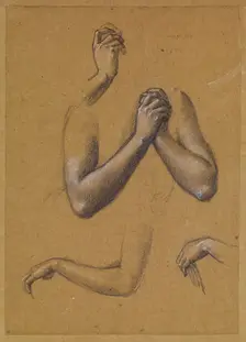 St George Series - Studies of Arms and Hands for St George slaying the Dragon and..., 1865-66. Creator: Sir Edward Coley Burne-Jones