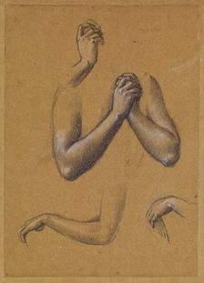 St George Series - Studies of Arms and Hands for St George slaying the Dragon and..., 1865-66. Creator: Sir Edward Coley Burne-Jones