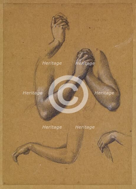 St George Series - Studies of Arms and Hands for 'St George slaying the Dragon' and..., 1865-66. Creator: Sir Edward Coley Burne-Jones.