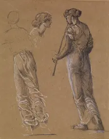 St George Series - Studies of Female Attendant scattering Flowers for The Return of St..., 1865-66. Creator: Sir Edward Coley Burne-Jones