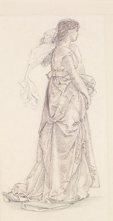 St George Series - Study of Female Attendant for The Princess led to the Dragon 1865-1866. Creator: Sir Edward Coley Burne-Jones