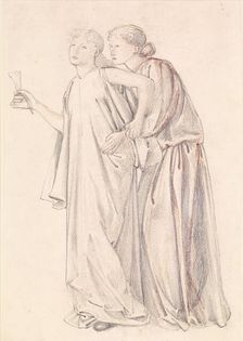 St George Series - Study of Princess and a Female Attendant for The Princess draws..., 1865-1866. Creator: Sir Edward Coley Burne-Jones