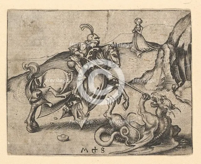 St. George Slaying the Dragon, ca. 1435-1491. Creator: Martin Schongauer.