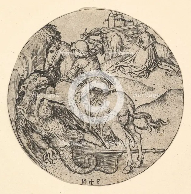 St. George Slaying the Dragon, ca. 1435-1491. Creator: Martin Schongauer.