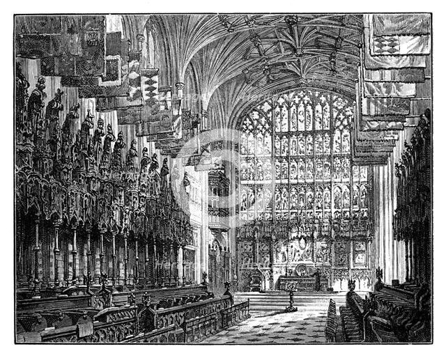 St George's Chapel, Windsor, Showing Royal Gallery & Altar. Artist: Unknown