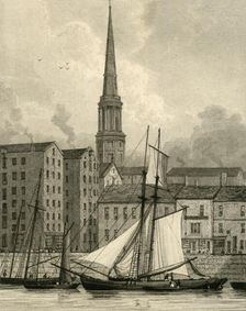 St. George's Church from the Docks, Liverpool c1830. Creator: Edward Francis Finden