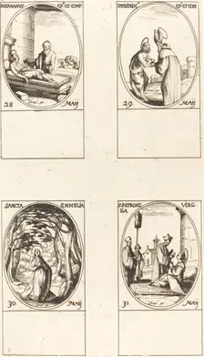 St. Germanus of Paris; St. Maximinus; St. Emmelia; St. Petronilla. Creator: Jacques Callot