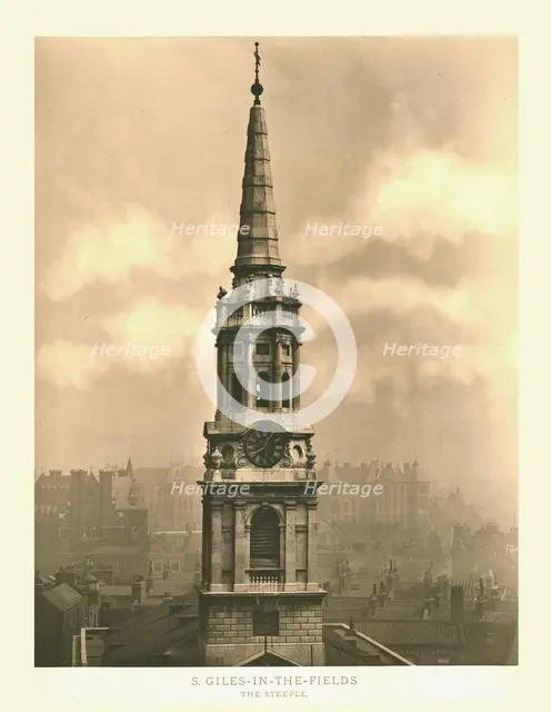 'St Giles-in-the-Fields, The Steeple', mid-late 19th century. Creator: Unknown.