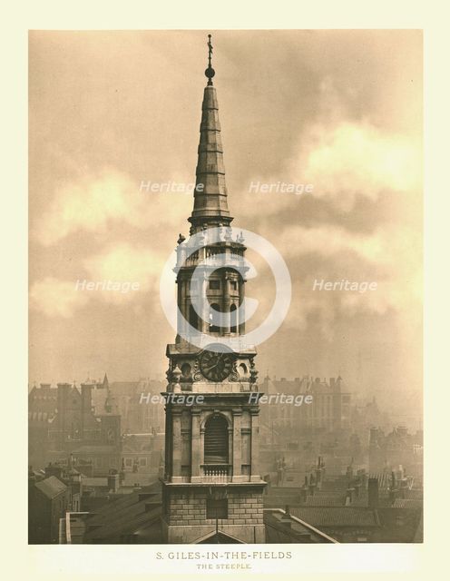 'St Giles-in-the-Fields, The Steeple', mid-late 19th century. Creator: Unknown.