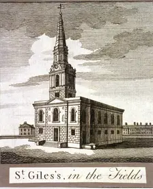 St Giles in the Fields, Holborn, London, c1750. Artist: Anon