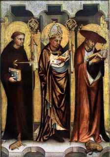 St Giles, St Gregory, and St Jerome c1380 (1955). Creator: Master of the Trebon Altarpiece