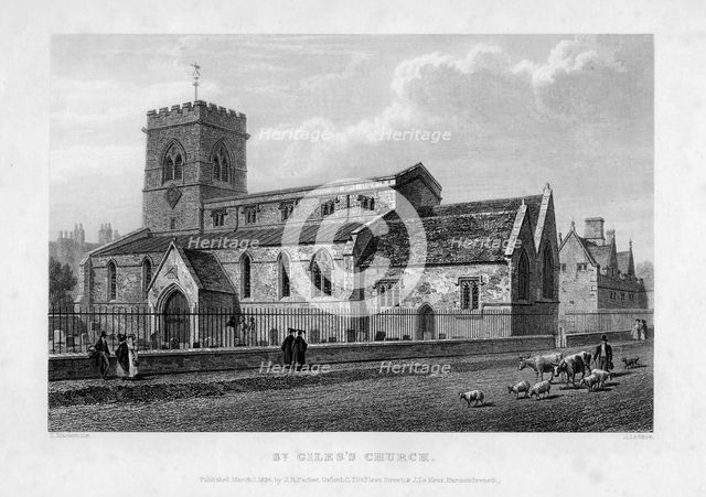 St Giles's Church, Oxford, 1834.Artist: John Le Keux
