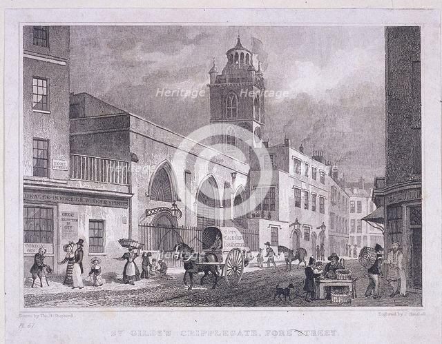 St Giles without Cripplegate, London, 1830. Artist: W Henshall