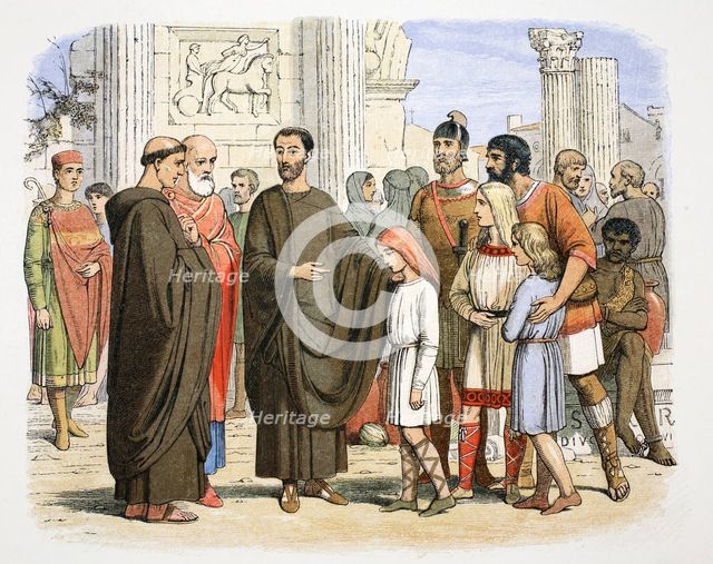 St Gregory the Great and the English slaves at Rome, 590 (1864).  Creator: James William Edmund Doyle.