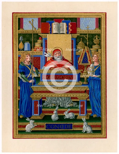 St Gregory the Great receiving inspiration from the Holy Spirit, c1490. Creators: Unknown, Giovan Pietro Birago.