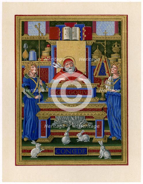 St Gregory the Great receiving inspiration from the Holy Spirit, c1490. Creators: Unknown, Giovan Pietro Birago.