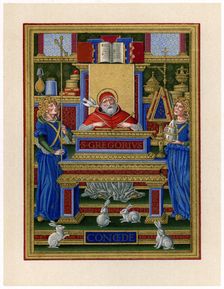 St Gregory the Great receiving inspiration from the Holy Spirit, c1490. Creators: Unknown, Giovan Pietro Birago
