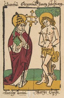 St. Gregory and St. Sebastian (Schr. 1493x), 15th century., 15th century. Creator: Anon
