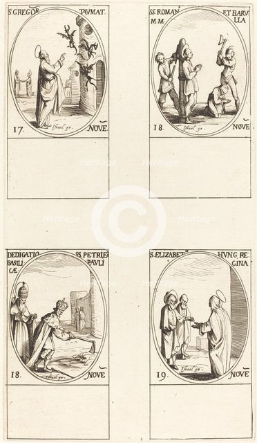 St. Gregory; Sts. Romanus & Barulla; Dedication of the Basilicas of SS. Peter & Paul. Creator: Jacques Callot.