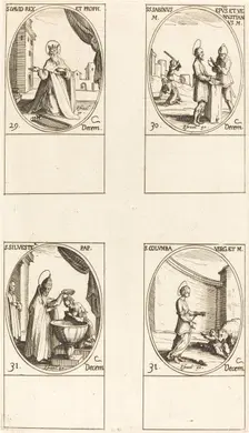 St. David, King and Prophet; Sts. Sabinus and Venustianus; St. Sylvester; St. Colomba. Creator: Jacques Callot