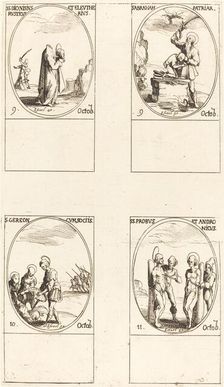 St. Dionysius, Rusticus & Eleutherius; St. Abraham; St. Gereon & Companions; Sts. Pro. Creator: Jacques Callot