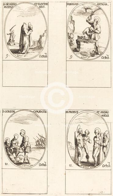 St. Dionysius, Rusticus & Eleutherius; St. Abraham; St. Gereon & Companions; Sts. Pro. Creator: Jacques Callot.