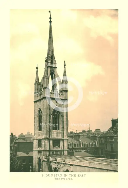 'St Dunstan in the East, The Steeple', mid-late 19th century.  Creator: Unknown.