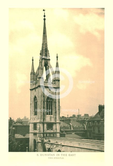 'St Dunstan in the East, The Steeple', mid-late 19th century.  Creator: Unknown.