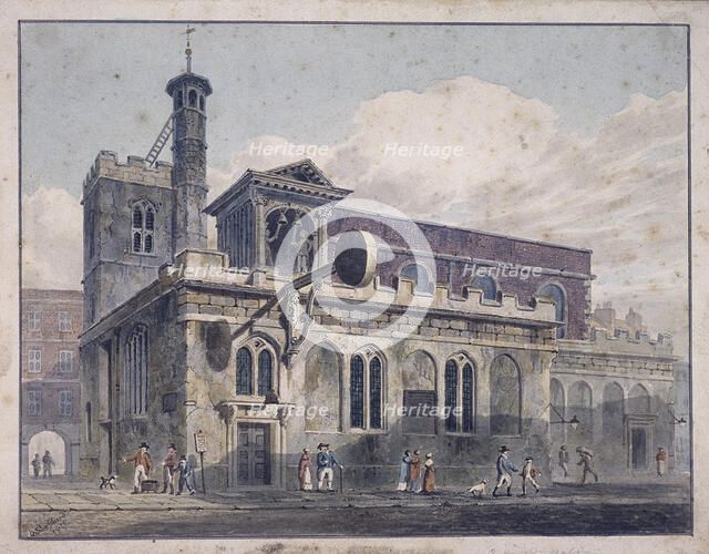 St Dunstan in the West, London, 1811. Artist: George Shepherd