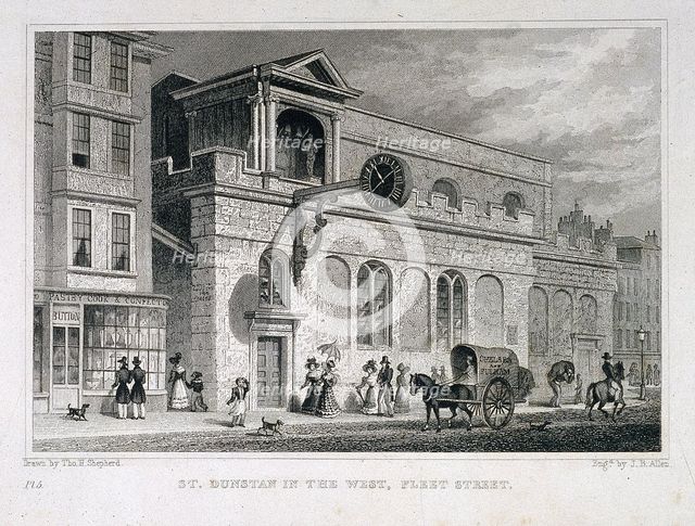 St Dunstan in the West, London, 1829. Artist: James B Allen