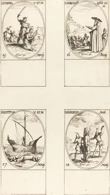 St. Dympna; St. Peregrinus; St. Restituta; St. Dioscorus. Creator: Jacques Callot