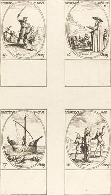 St. Dympna; St. Peregrinus; St. Restituta; St. Dioscorus. Creator: Jacques Callot
