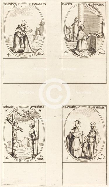 St. Emeric; St. Charles Borromeo; St. Vitalis & Agricola; Sts. Zachary & Elizabeth. Creator: Jacques Callot.